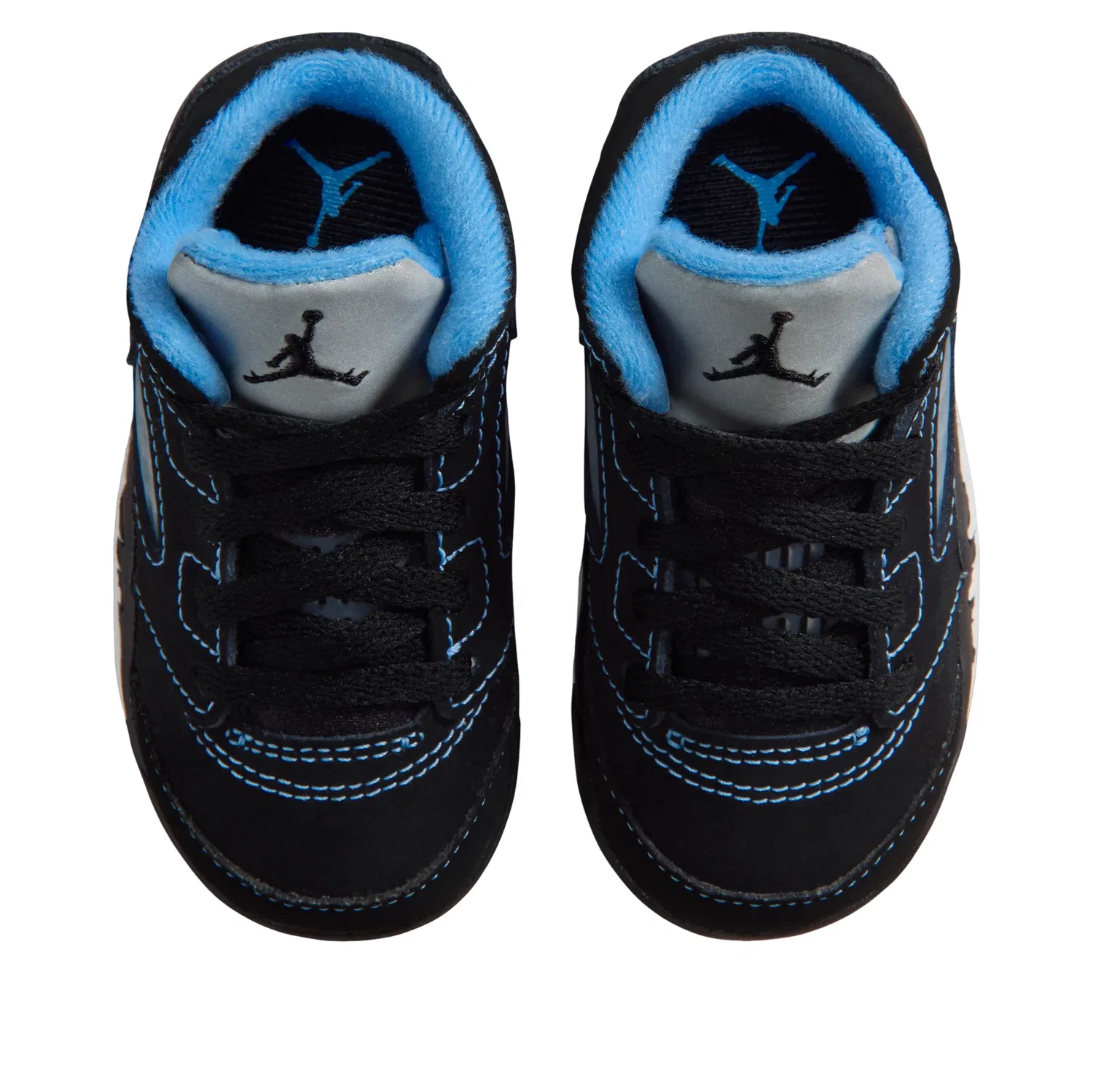 Детские кроссовки для малышей с кожаным верхом Air Jordan 5 Retro Black Carolina, черный — фото 3
