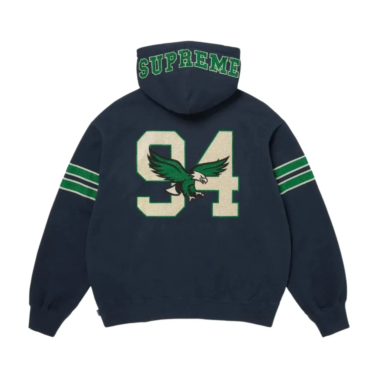 Мужское худи FW26 Rhinestone Eagle Hooded Sweatshirt 'Navy' Supreme, темно-синий — фото 3