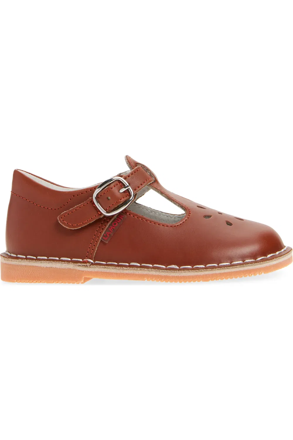 Детские туфли T-strap на кожаной подкладке Joy Classic L'AMOUR, Cognac — фото 3
