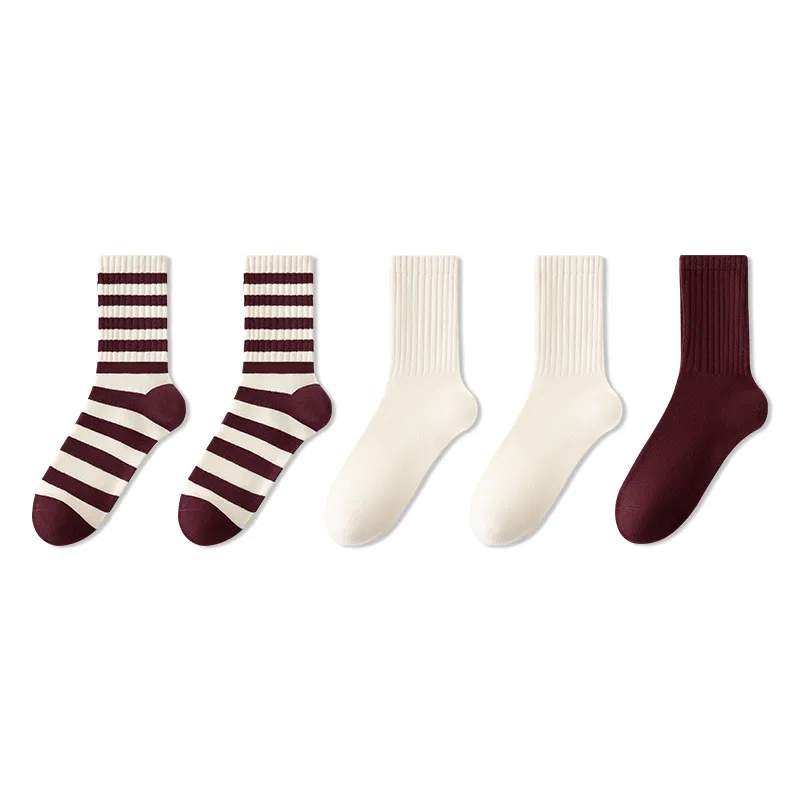 Детские носки 5 пар MINISO, Pinstripe White Ancora Red