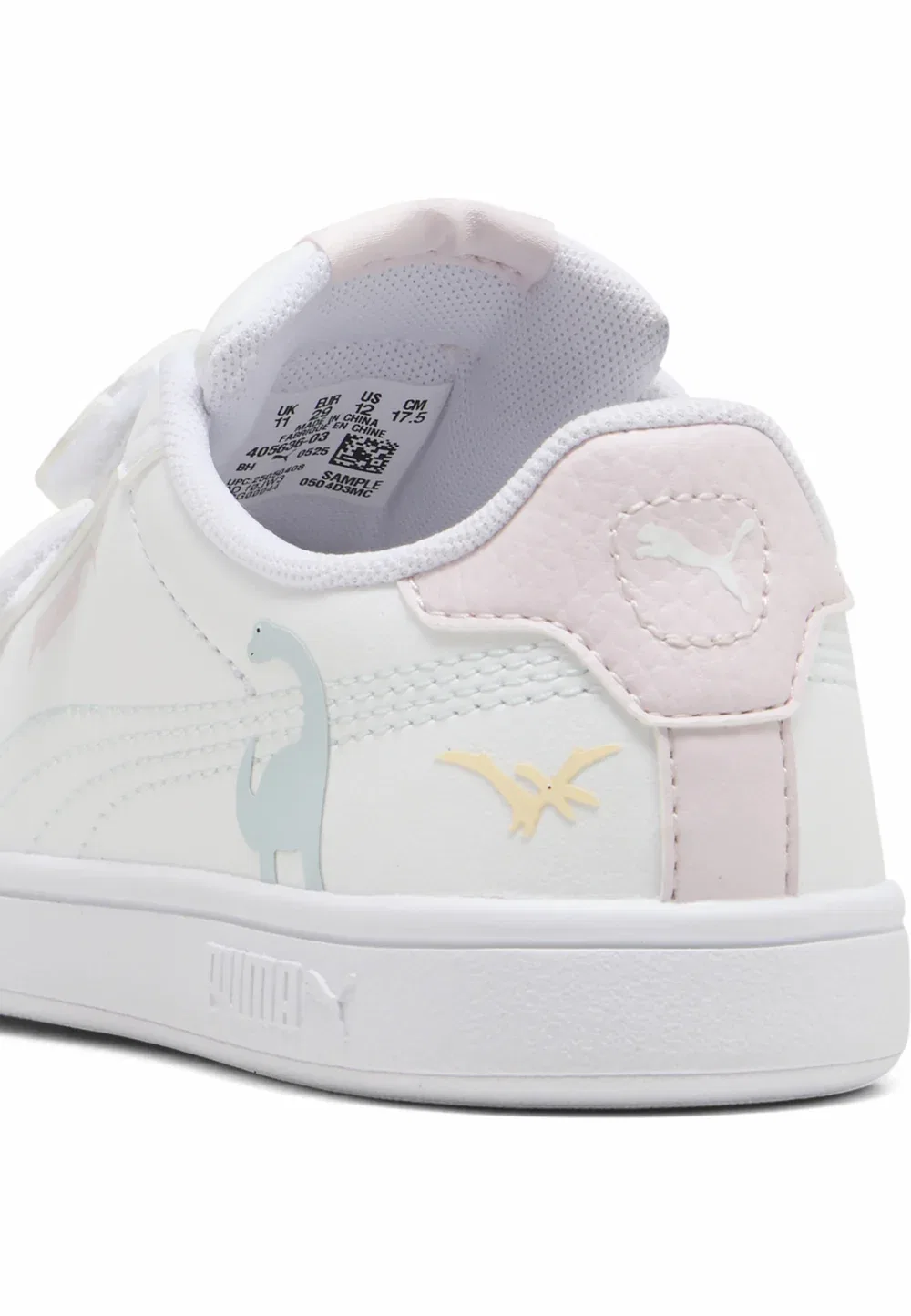 Кроссовки Smash 3.0 Dino унисекс - кеды Puma, White-Powder Pink — фото 4