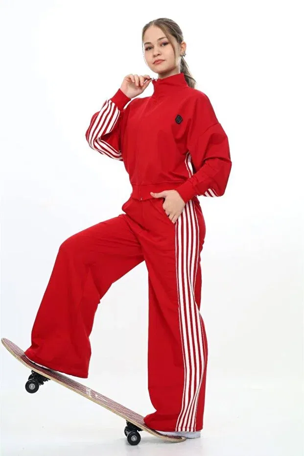 Детский спортивный комплект для девочек Oversize Tracksuit Set Asortik Kids, Red