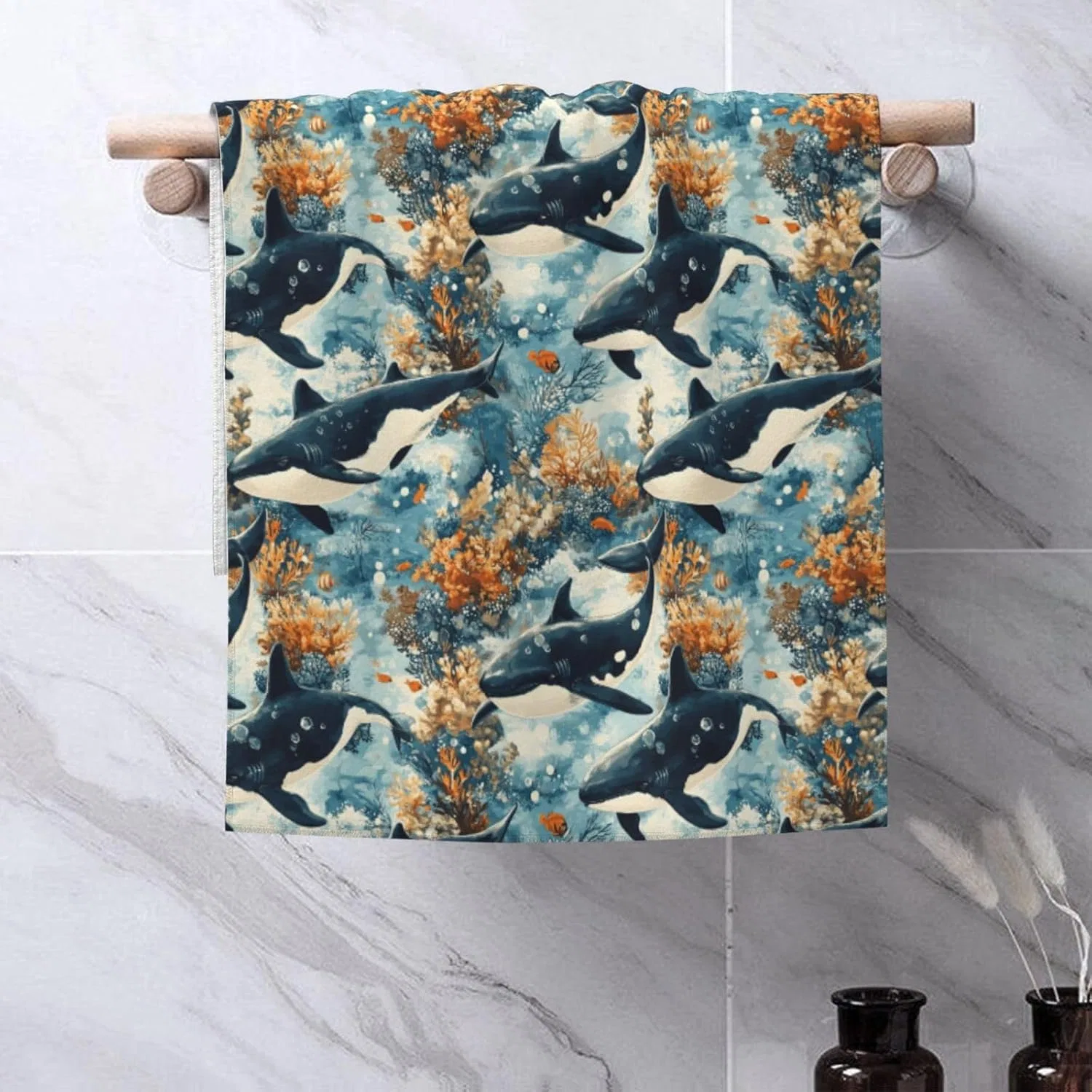 Мочалка для лица 69x40 см, GVYGVY, Killer Whale Print — фото 4