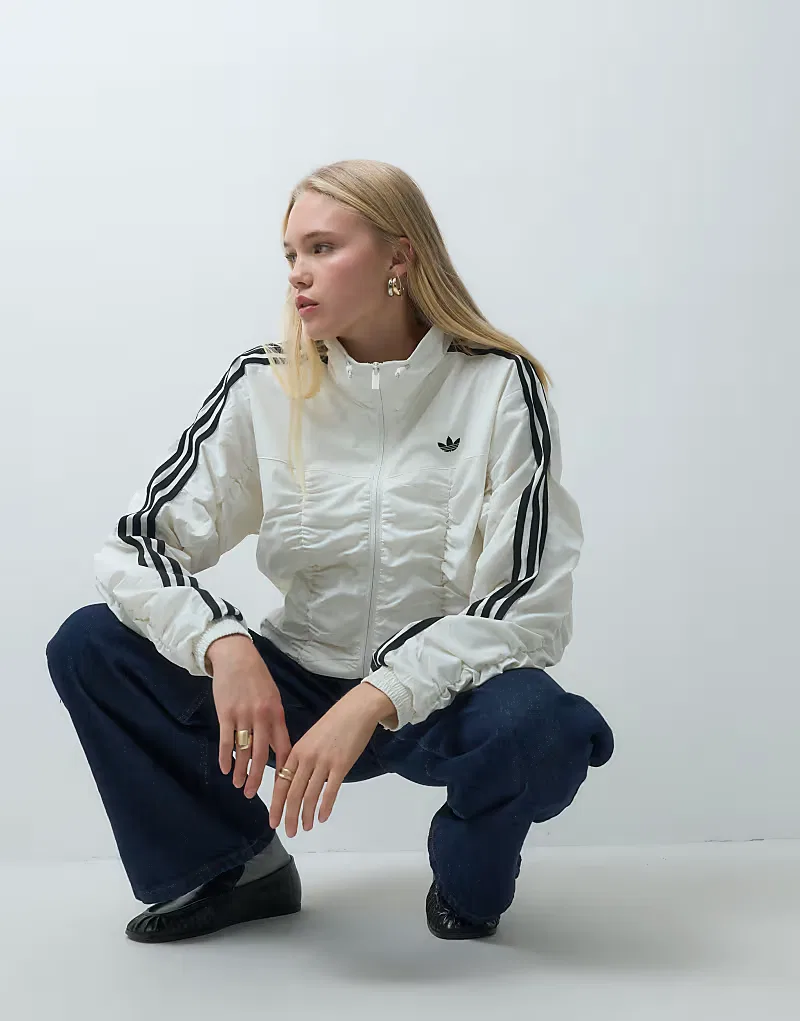 Спортивная куртка Adidas Originals с драпировкой, кремовый — фото 3
