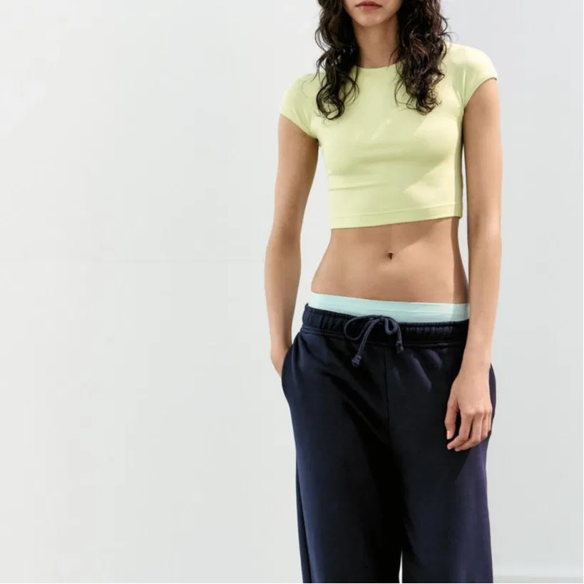 Женская футболка с круглым вырезом Neon Green ZARA, Neon Green — фото 4