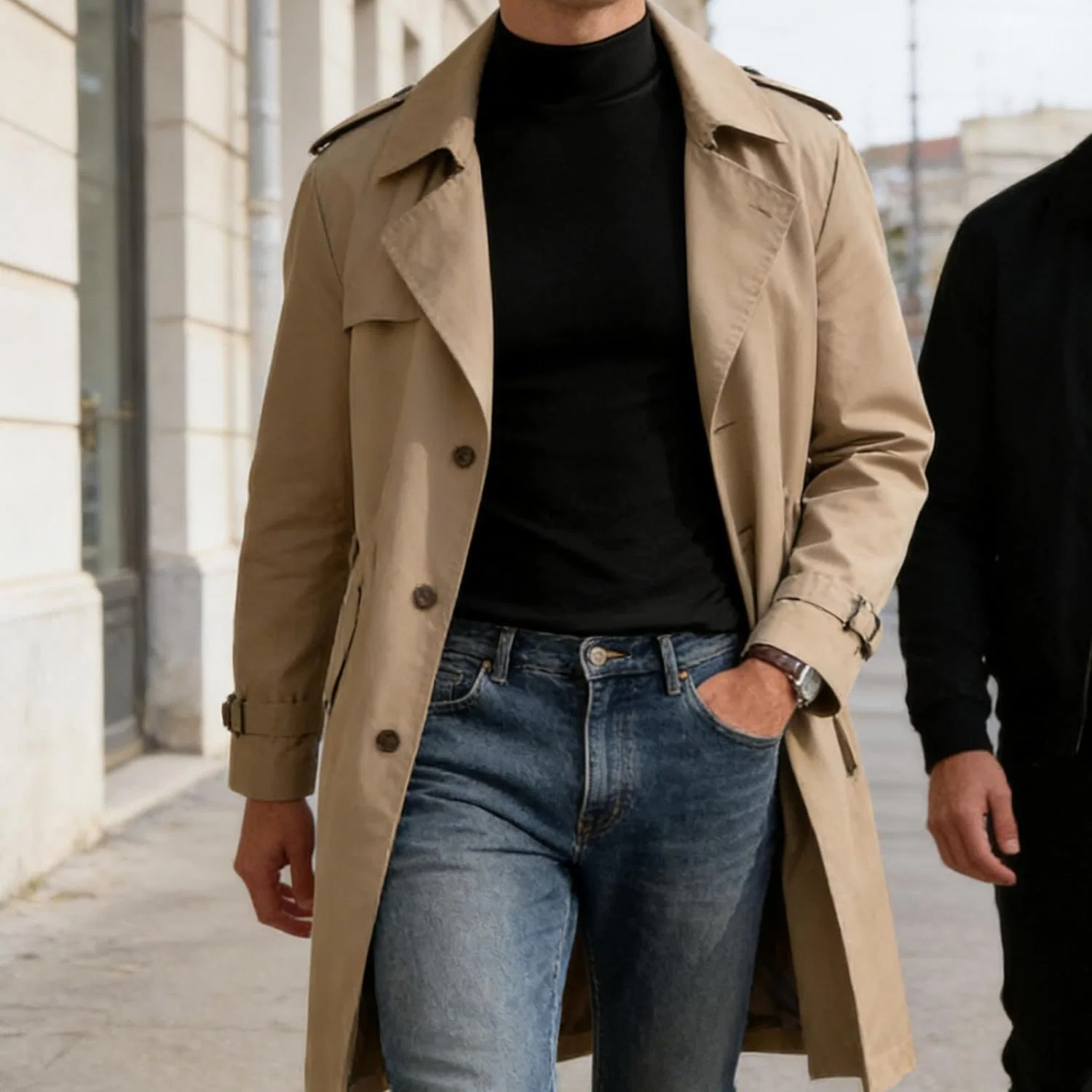 Мужская водолазка slim fit с высоким воротом, Black — фото 2