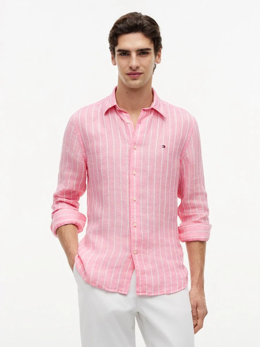 Рубашка TOMMY HILFIGER Regular fit Button Up Shirt 'Regular Fit Textured Stripe Pure' светло-розового цвета — фото 2
