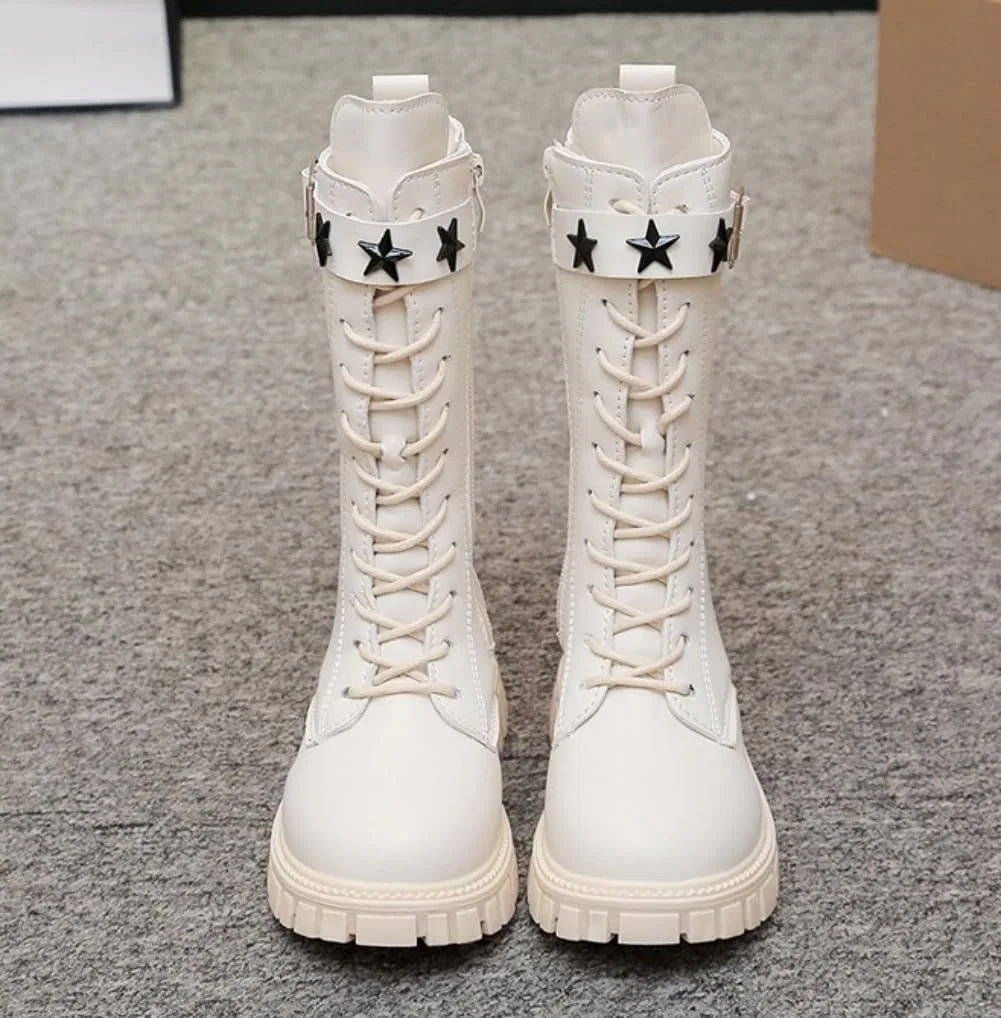 Детские ботинки для девочек с принтом, модель Girls Waterproof Riding Boots, White — фото 3