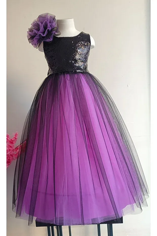 Детское платье для девочек с вышивкой Boztaş Bebe, Purple — фото 2