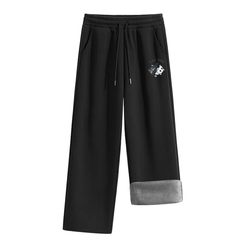 Детские штаны с начесом Прямые Tai Chi Cat Pants Logo MINISO, Black