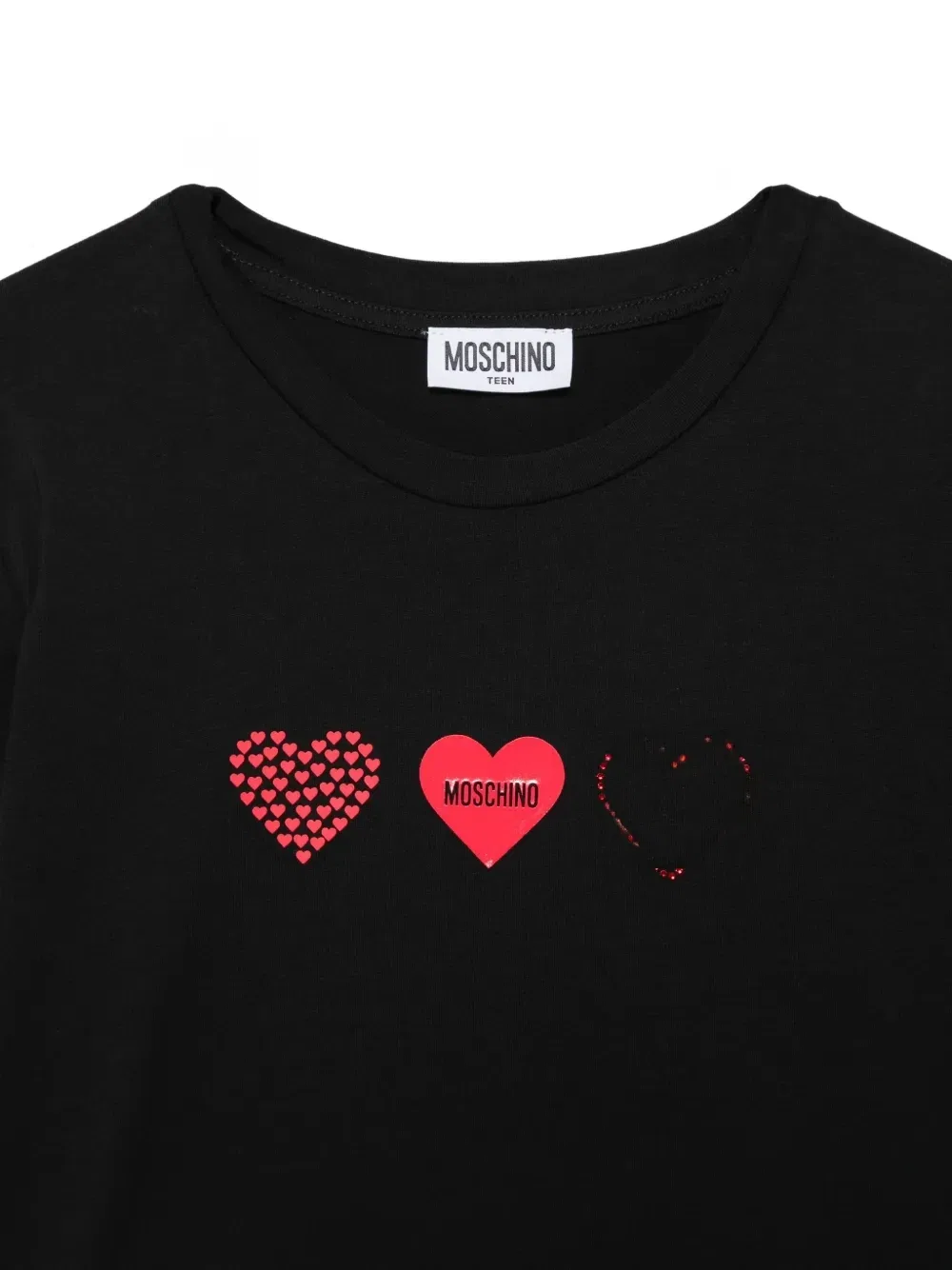 Футболка с длинными рукавами с принтом в виде сердечек Moschino Kids, черный — фото 3