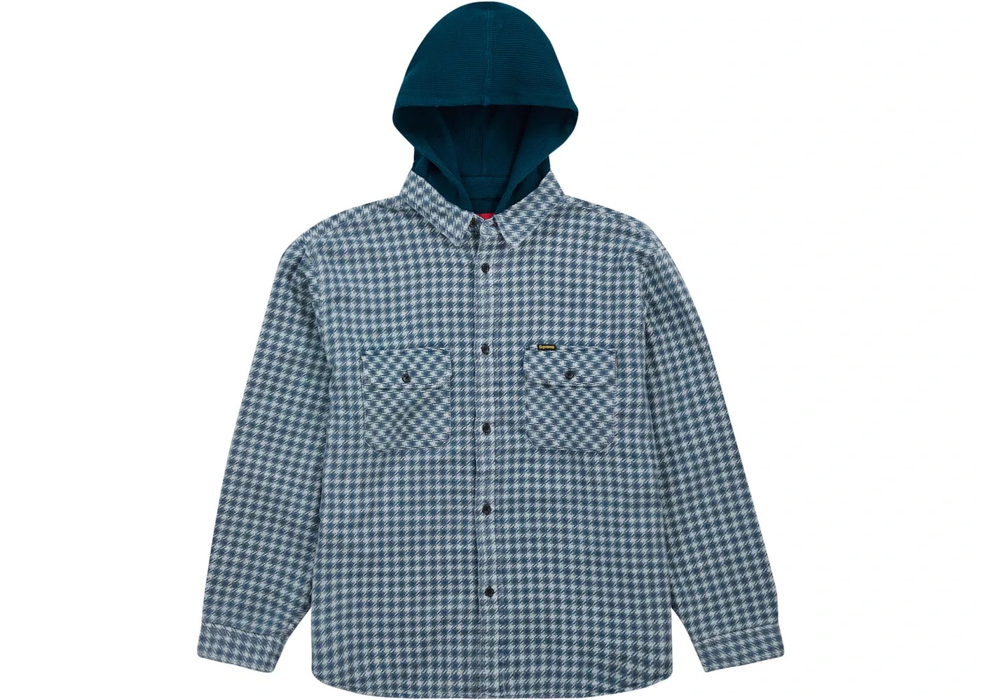 Мужская рубашка-худи с принтом Houndstooth Supreme, Light Navy