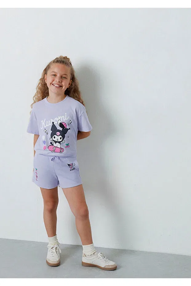 Детские шорты для девочек с принтом Kuromi Mavi, Purple