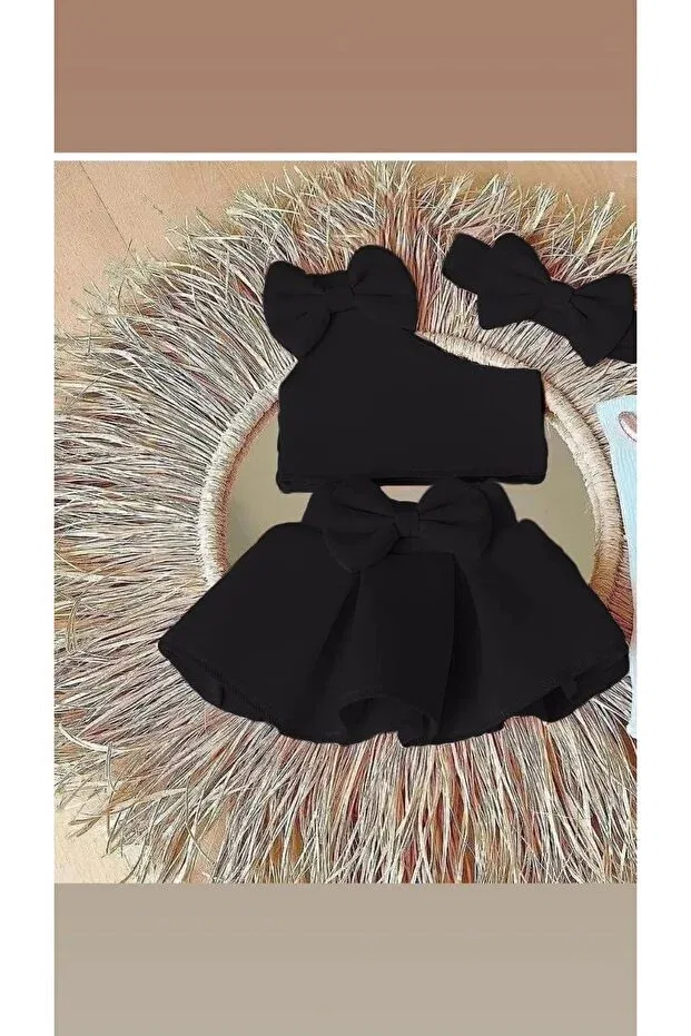 Детский комплект для девочек с принтом Tunay Moda, Black — фото 2