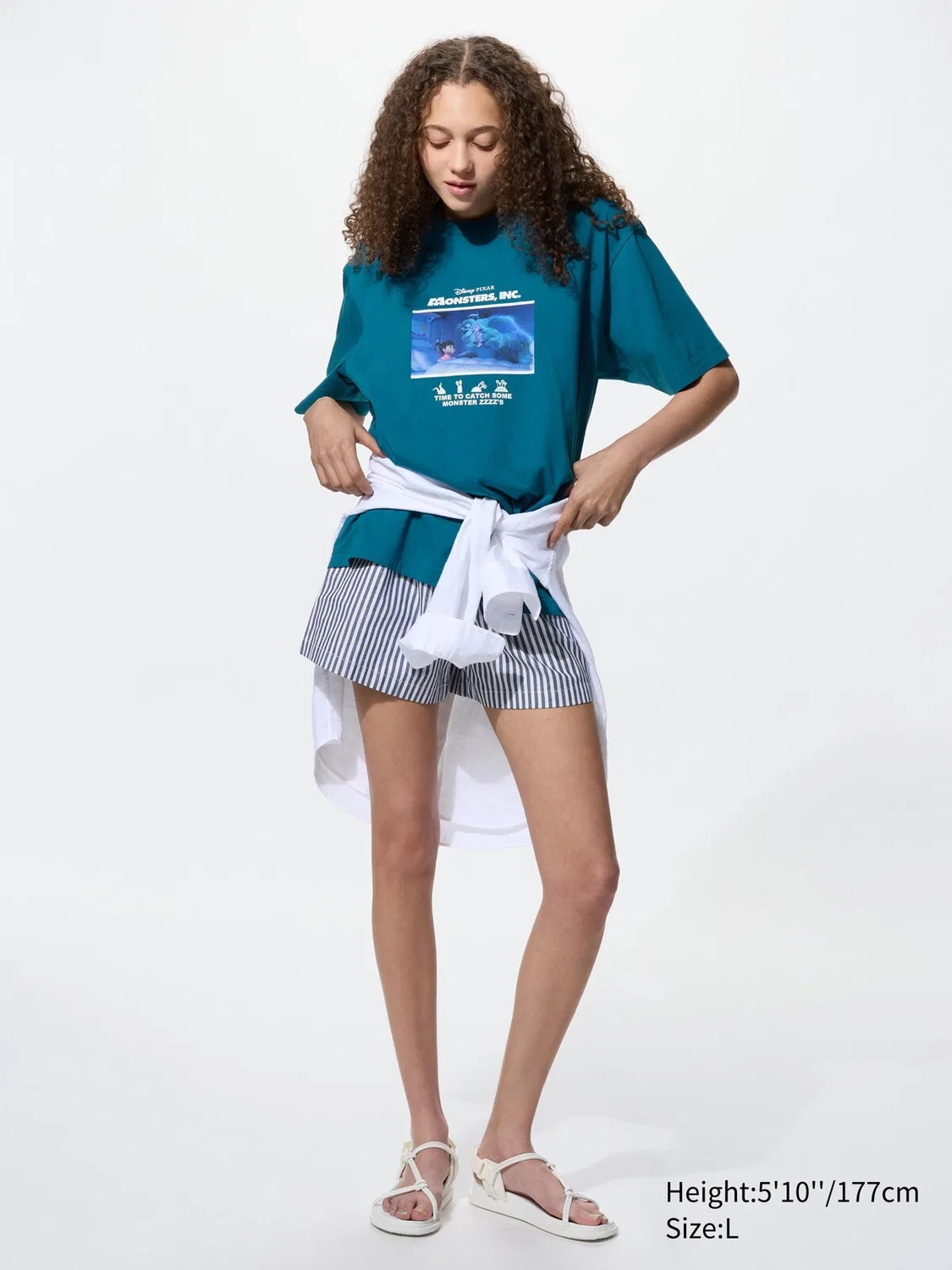 Футболка с коротким рукавом Uniqlo, графика Корпорация монстров, синяя — фото 3