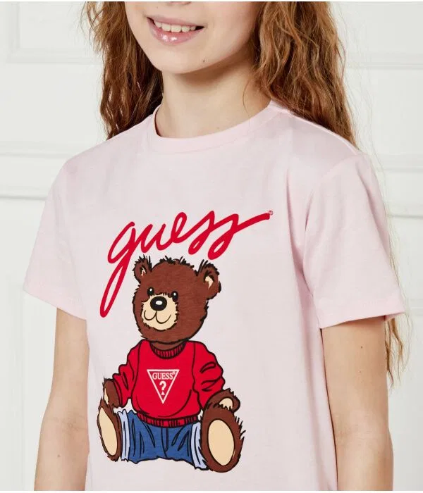 Детская футболка для девочек хлопковая Guess, Rosa — фото 4