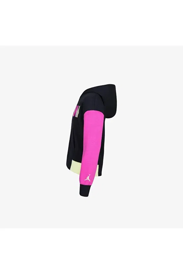 Детское худи для девочек с принтом Nike Jordan kids black casual sweatshirt, Pink — фото 2