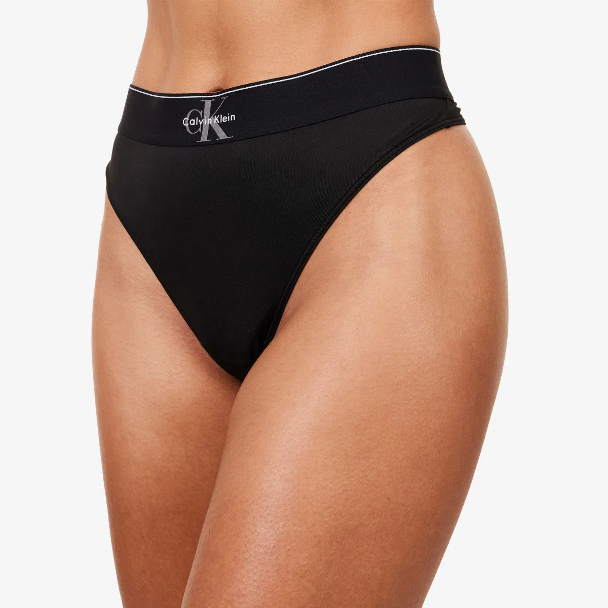 Трусики-стринги из эластичной микрофибры с графическим монограммом Calvin Klein, черный — фото 3