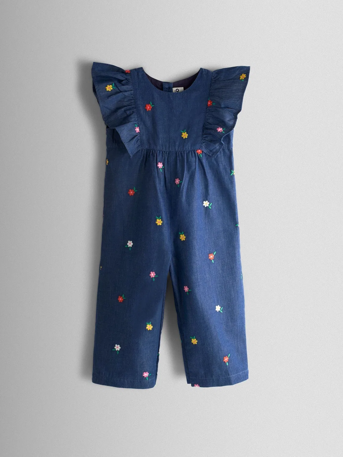 Комбинезон с воланами на рукавах, Chambray Blue Embroidered Jojo Maman Bébé