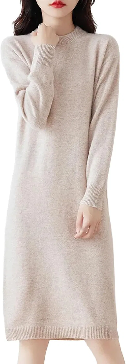 Женское шерстяное платье миди A-силуэта, Beige