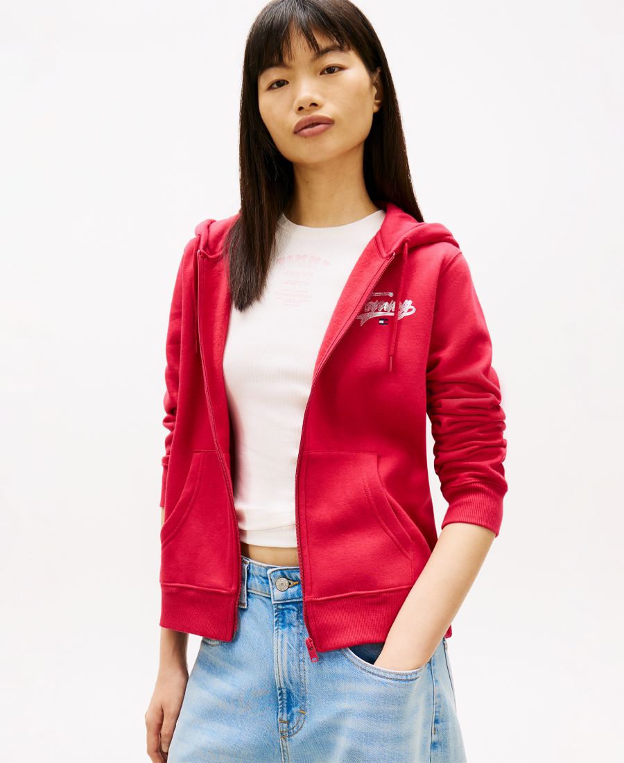 

Женская толстовка на молнии стандартного размера Tommy Jeans, Ruby Rhubarb