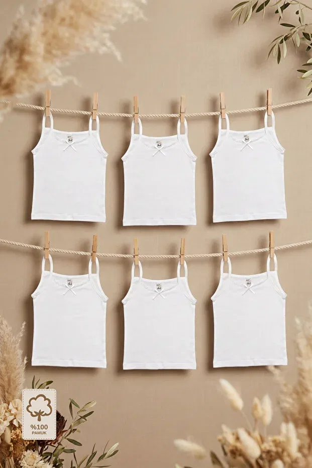 Детский комплект маек для девочек на тонких бретелях Minory Kids, White
