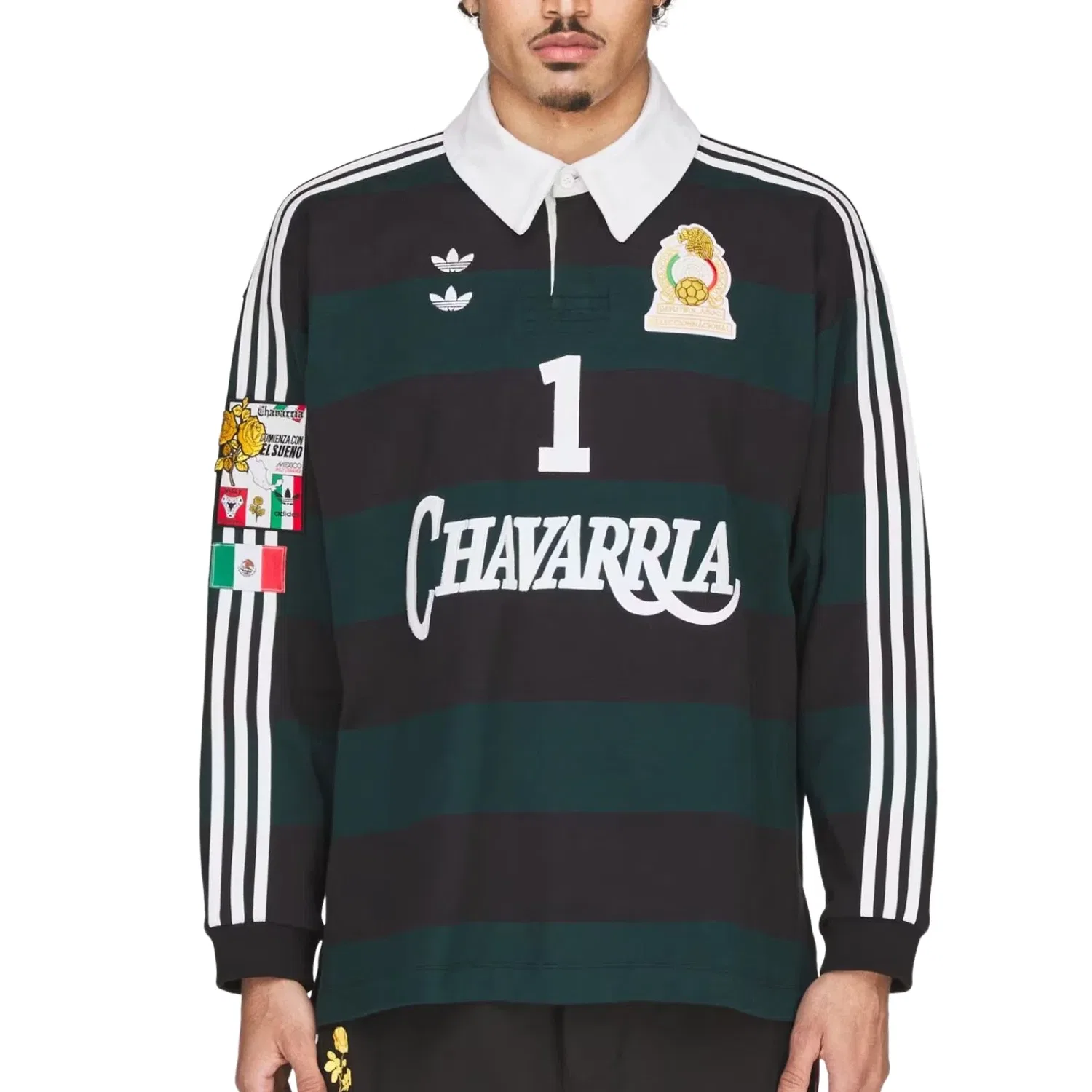 Мужская рубашка-регби с длинным рукавом Adidas x Chavarria LS Rugby Shirt, черный — фото 3