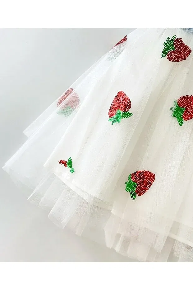 Детское платье для девочек хлопковое Strawberry Dress Colored Baby, Ecru — фото 3