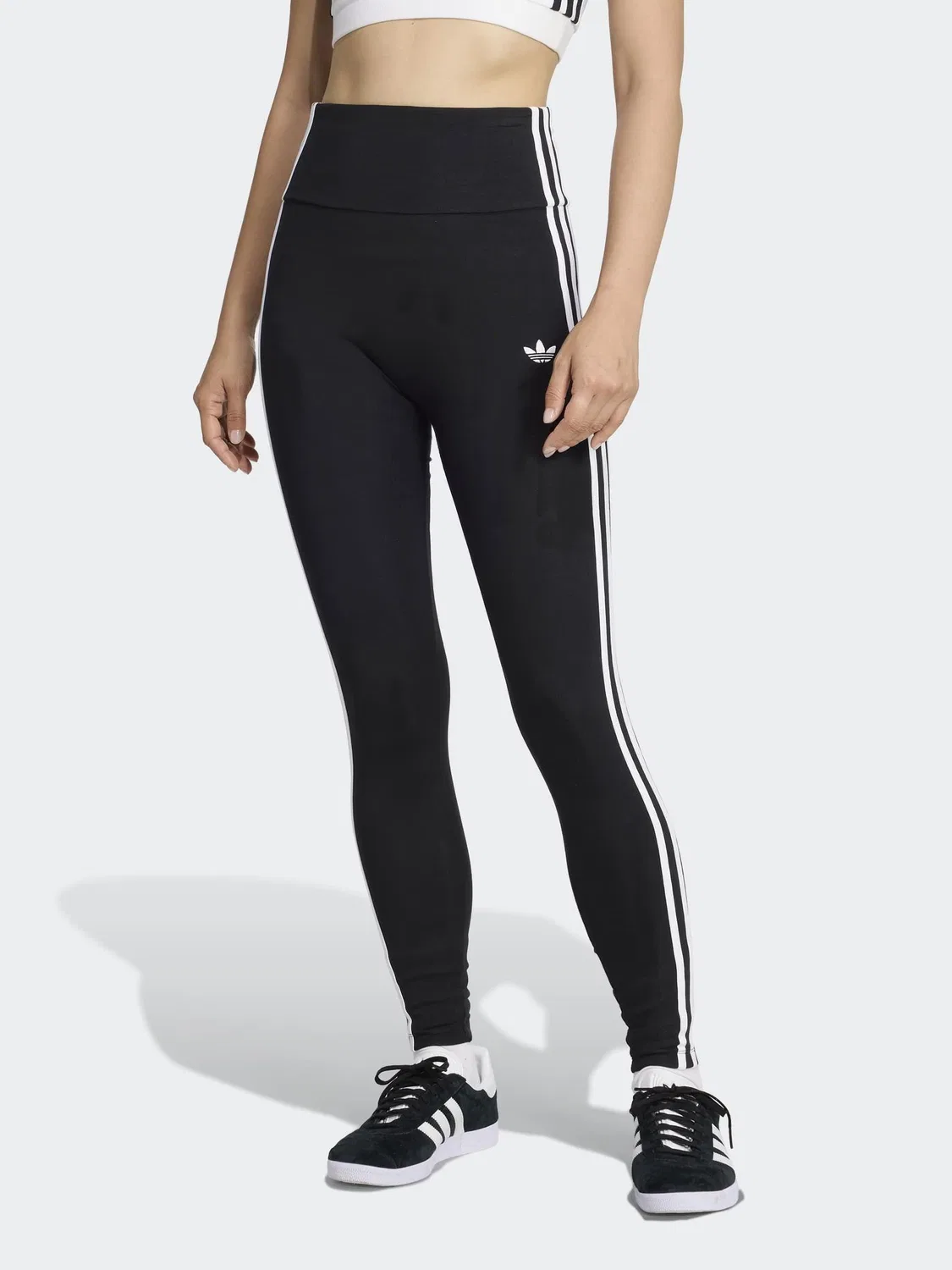 Леггинсы с 3 полосками, adidas Originals, черно-белый