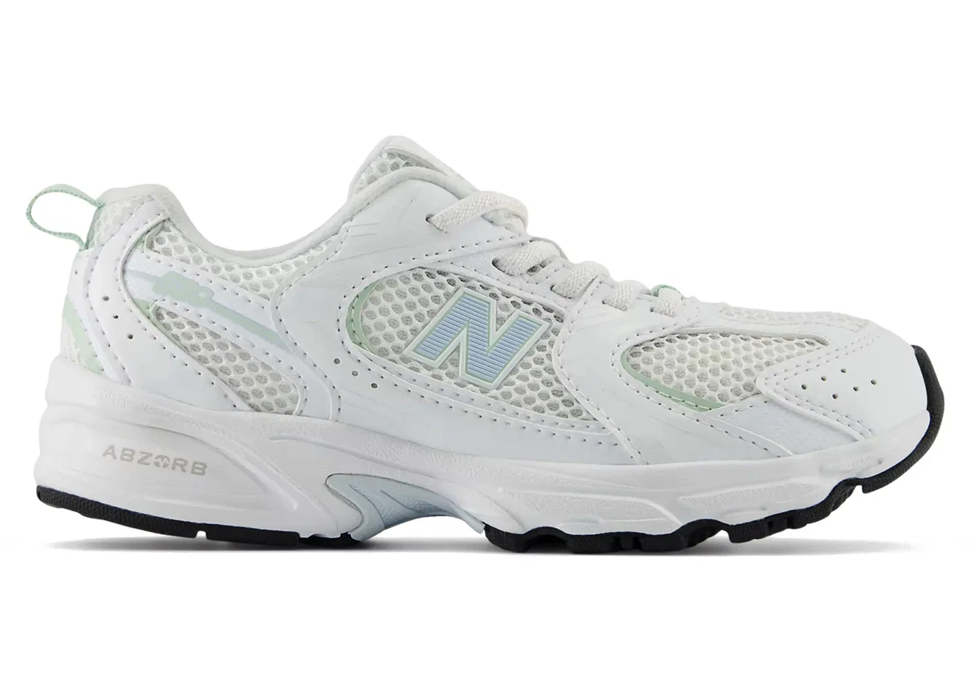 Детские кроссовки с бунджи-шнуровкой New Balance 530 Bungee Lace New Balance, White/Ice Blue