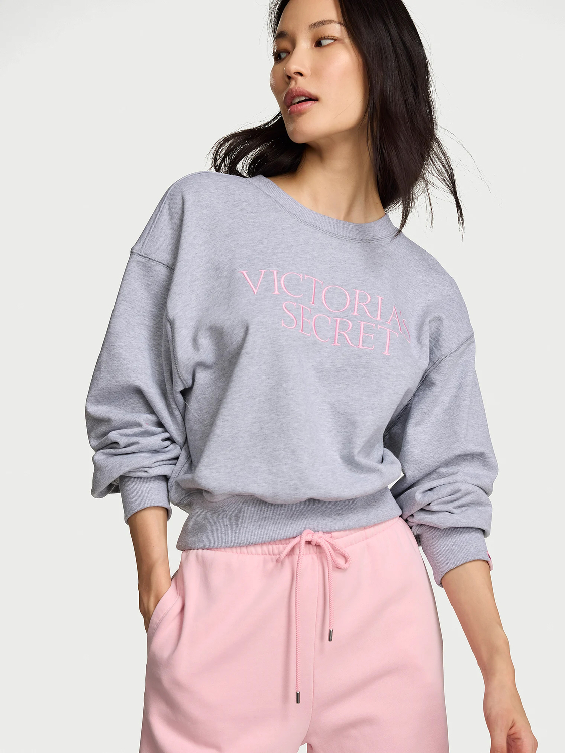Укороченная толстовка Victoria's Secret Angel Essentials Obsessed Terry Crewneck, серый — фото 2