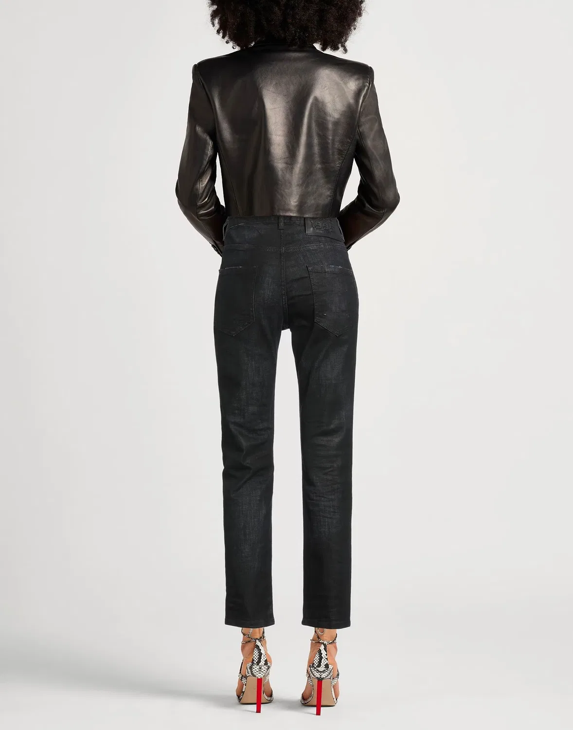 Женские узкие джинсы с потертостями Dsquared2, черный — фото 3