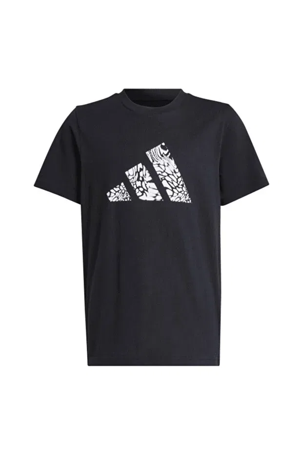 Детская футболка для девочек с принтом Animal-Print Graphic Adidas, Black