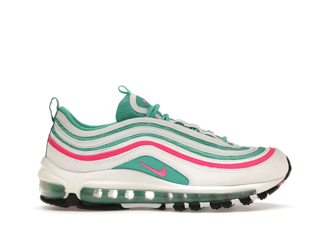 Детские кроссовки Lifestyle с низким профилем Nike Air Max 97, White/Pink Blast-Kinetic Green-Black