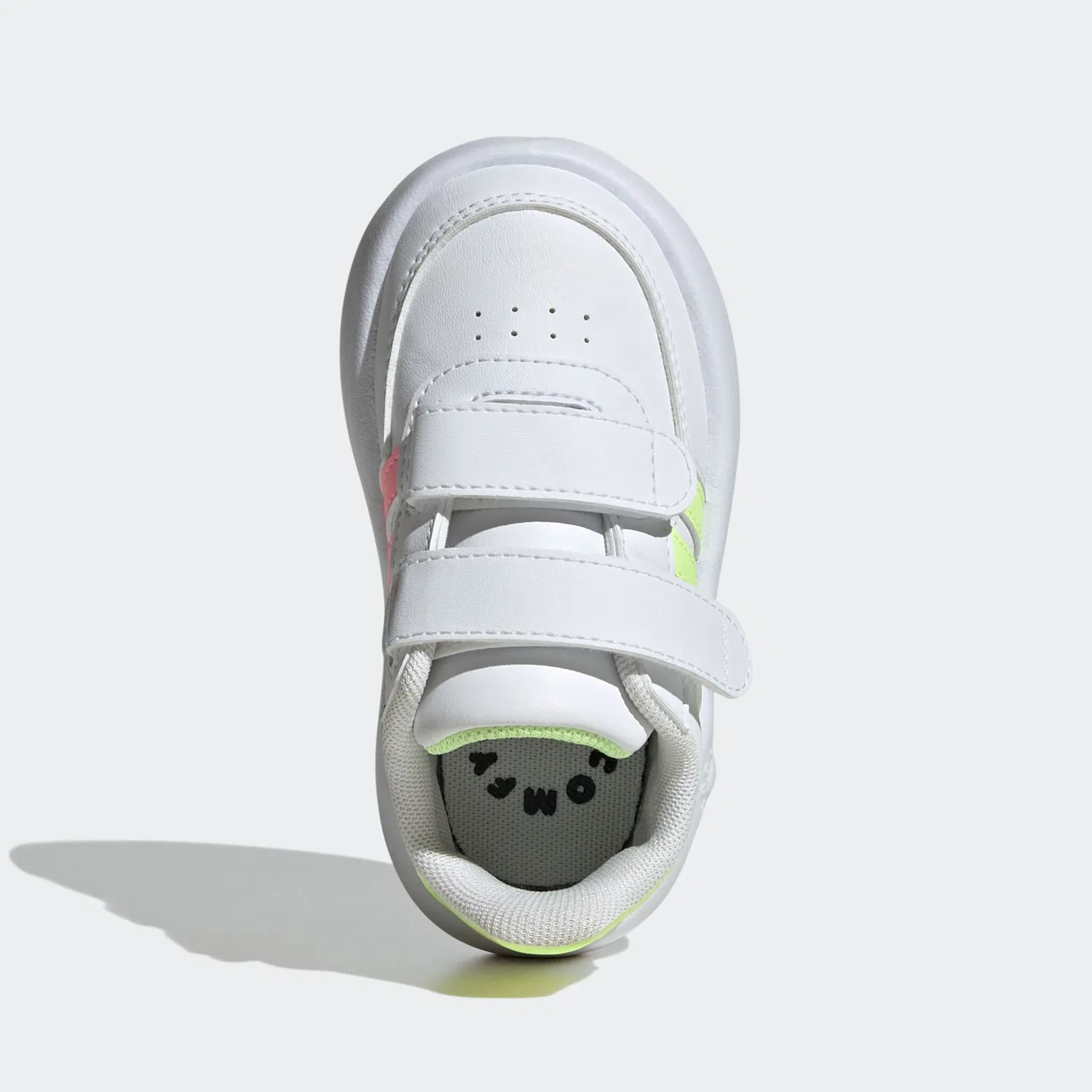 Детские кроссовки на липучке Breaknet 2.0 Adidas Sportswear, Cloud White/Pure Sulfur/Beam Pink — фото 4