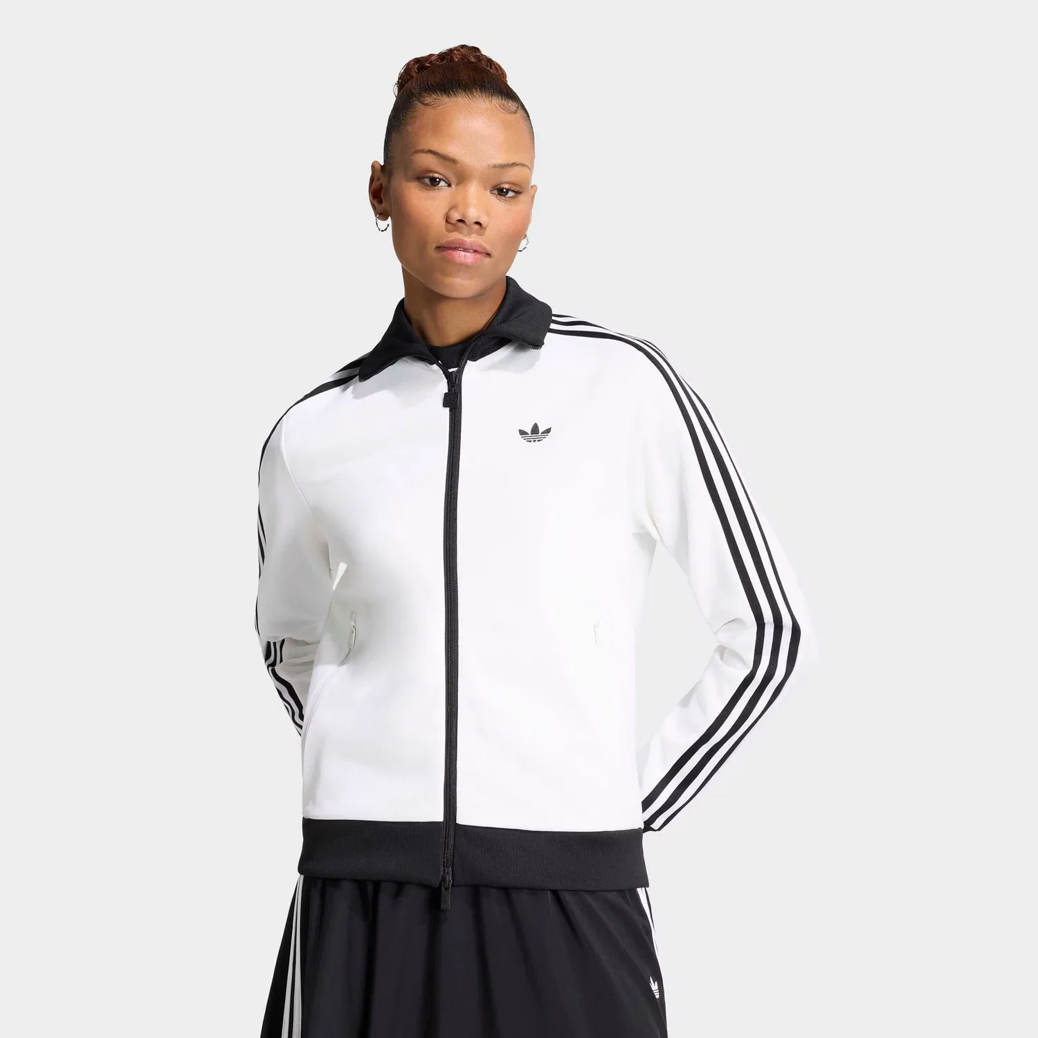 Худи на молнии Adidas Originals Classic белого цвета — фото 3