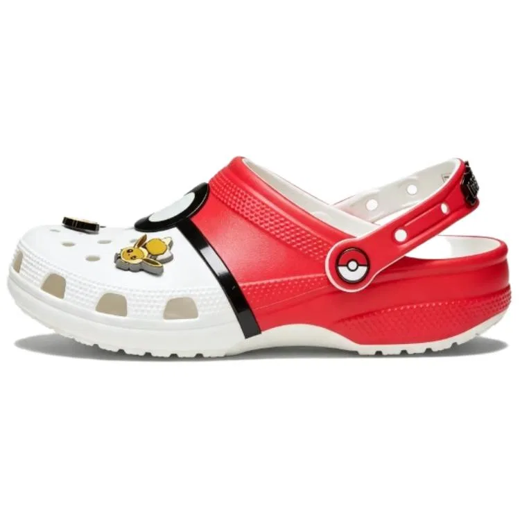 Детские клоги с принтом Pokemon X, Crocs, White Red