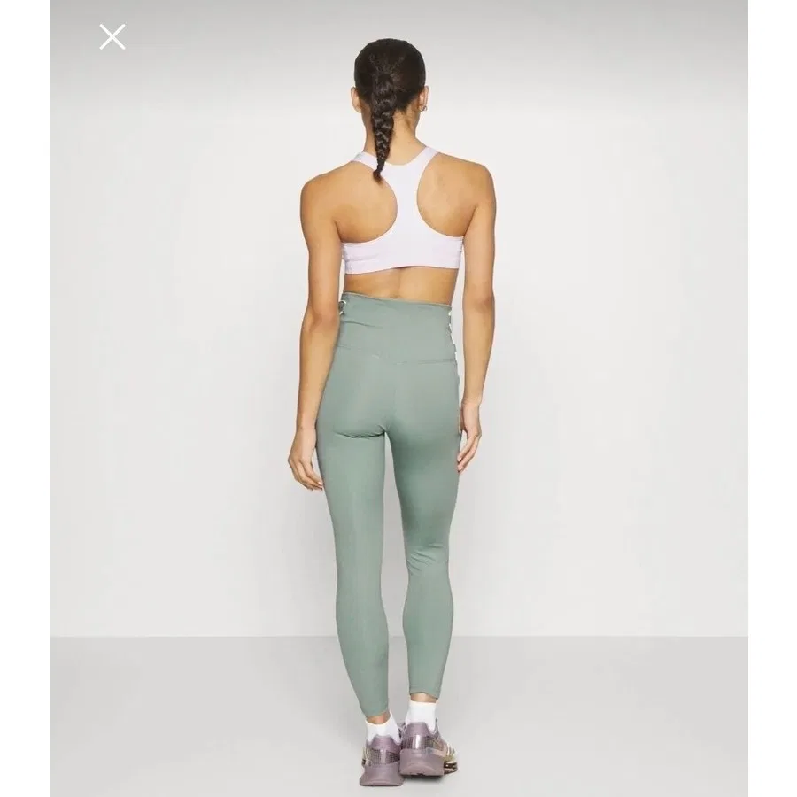 Спортивные леггинсы с высокой посадкой 7/8 из футера Nike One Dri-Fit, Зеленый — фото 4