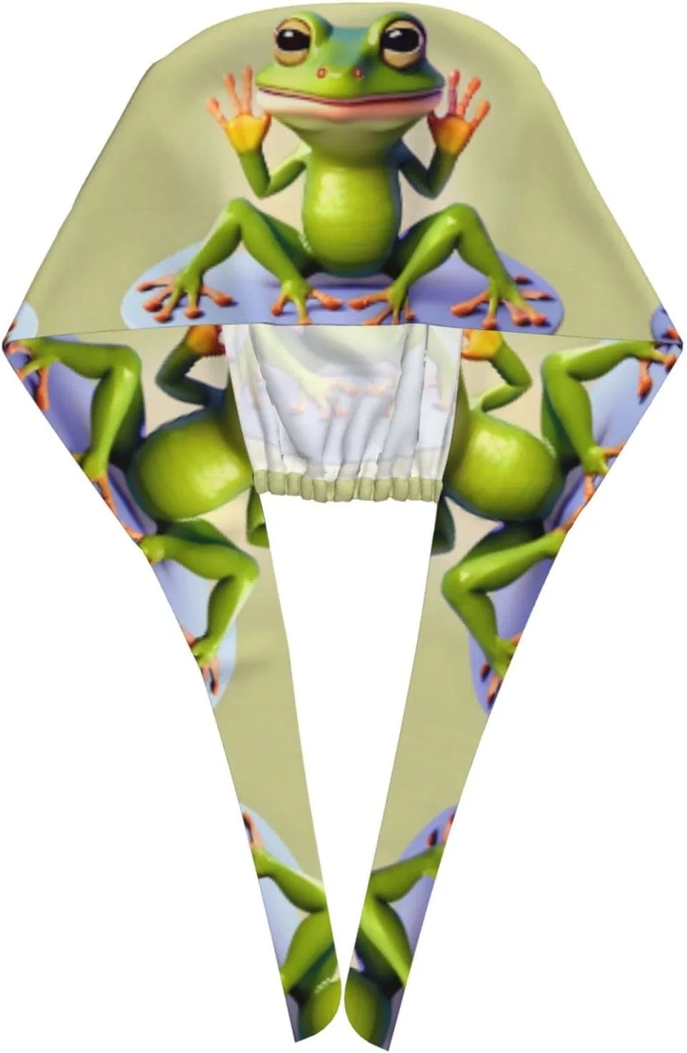 Шапочка для душа с принтом The Funny Frog Doing Yoga, BLWSLC, Черный — фото 3