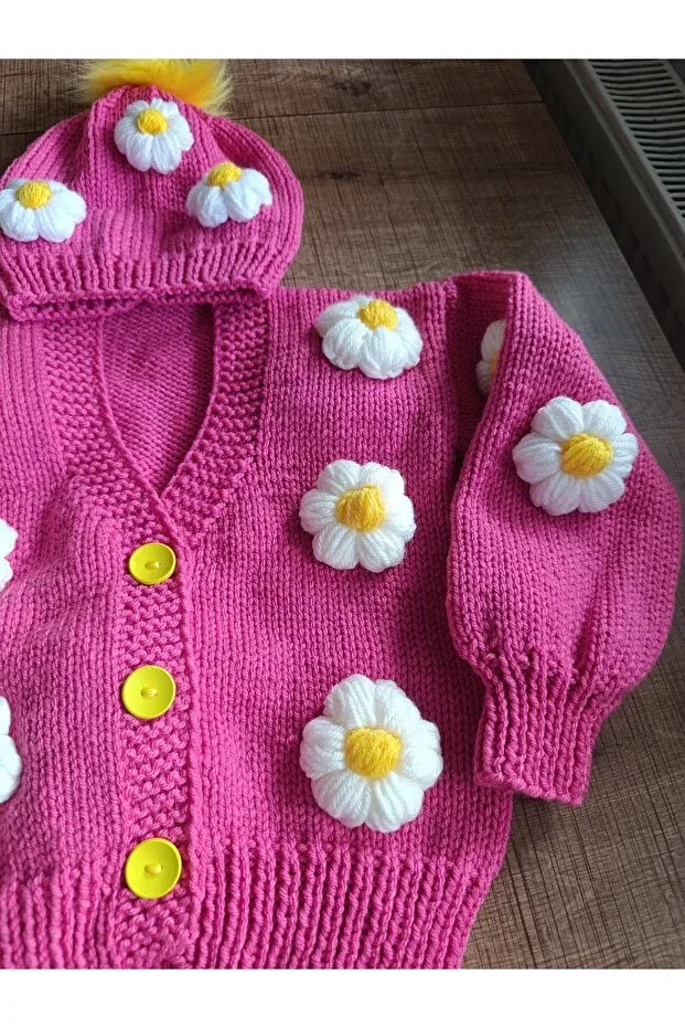 Детский кардиган с принтом Hand Knitted Children's Cardigan Beanie El Örgüsü Cici Bebe, Deli Peber — фото 3