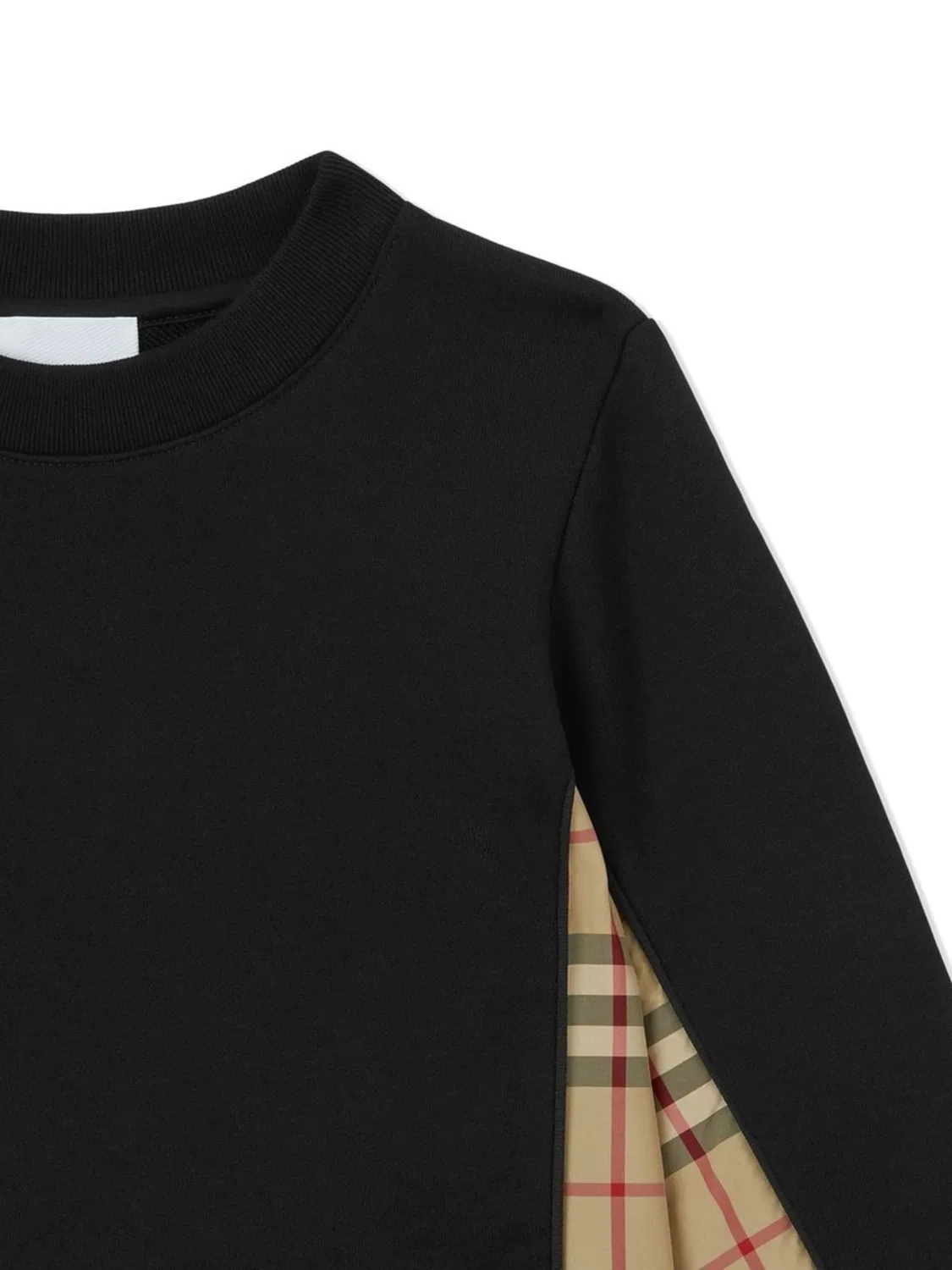 Детский свитшот с панно в клетку Vintage Kids Vintage-Check Panel Sweatshirt Burberry, Black — фото 3
