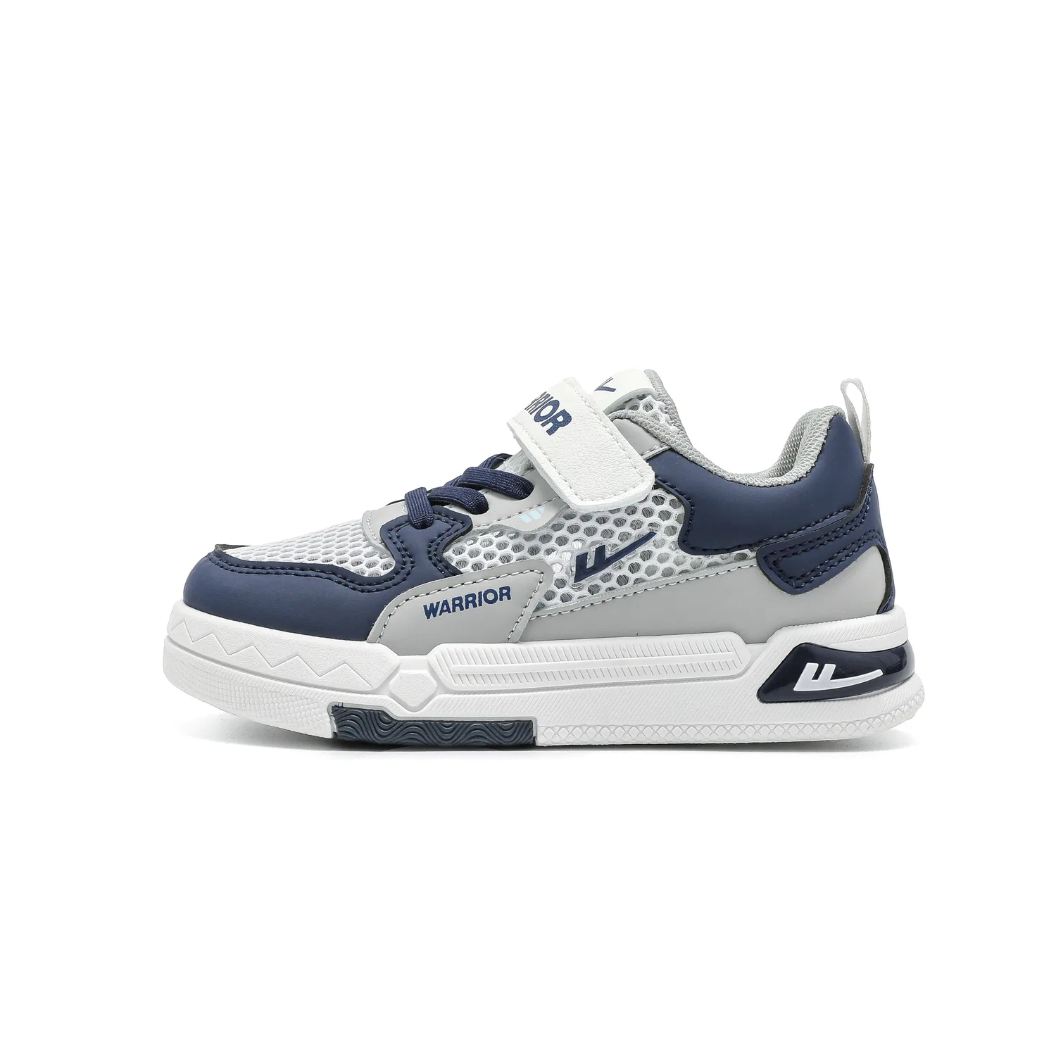 Детские кроссовки для скейтбординга с низким верхом White/Blue/Gray WARRIOR