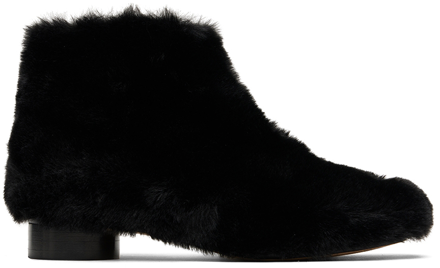 

Детские черные ботильоны из искусственного меха MM6 Maison Margiela