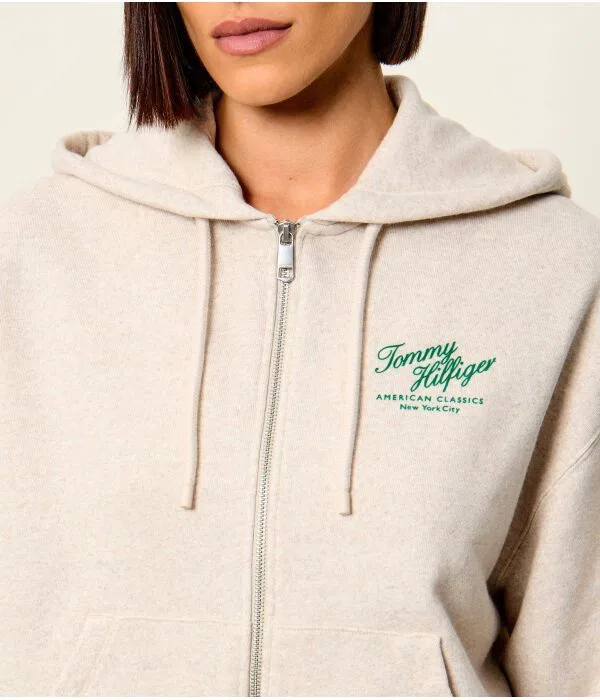 Женская футерная толстовка с капюшоном Terry Tommy Hilfiger, бежевый — фото 4