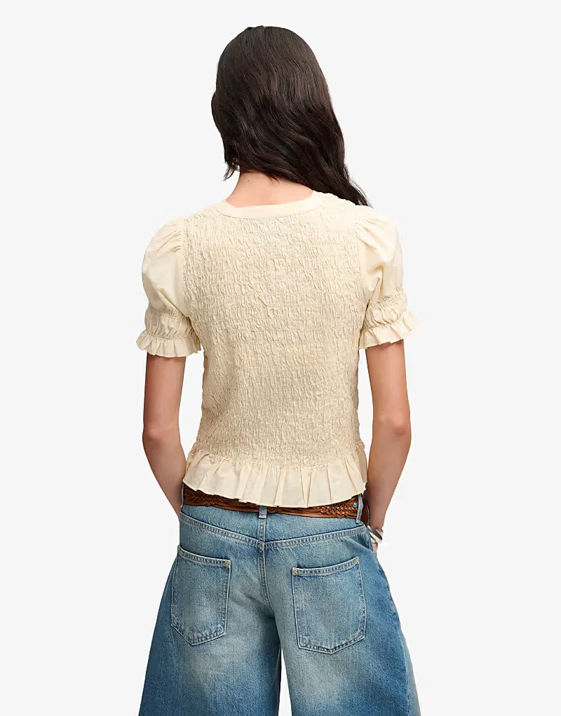 Футболка Superdry с коротким рукавом и сборками, желтая дымка — фото 3