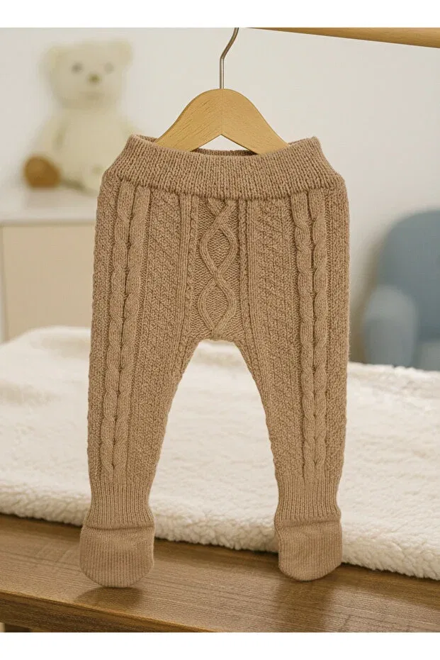 Детские леггинсы для девочек вязаные Nimini Kids, Brown-Beige — фото 2