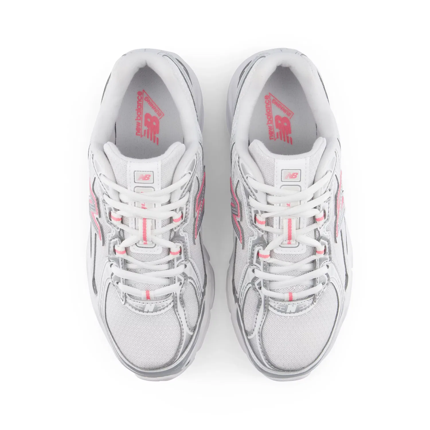 Детские кроссовки на шнуровке с амортизацией 740 Lace New Balance, Silver Metallic With Signal Pink — фото 4