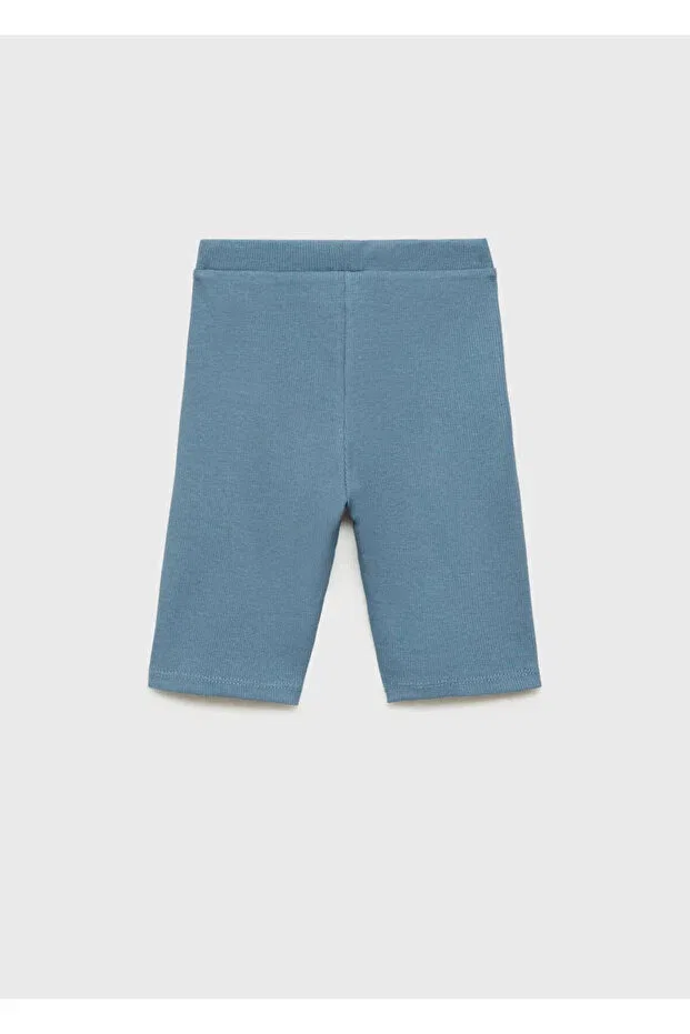 Детские леггинсы для девочек из рибаны Mango Kids, Petrol Blue — фото 2