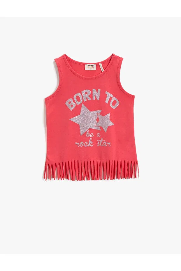 Детский топ-майка для девочек хлопковая Slogan tank top glitter Koton, Red/402