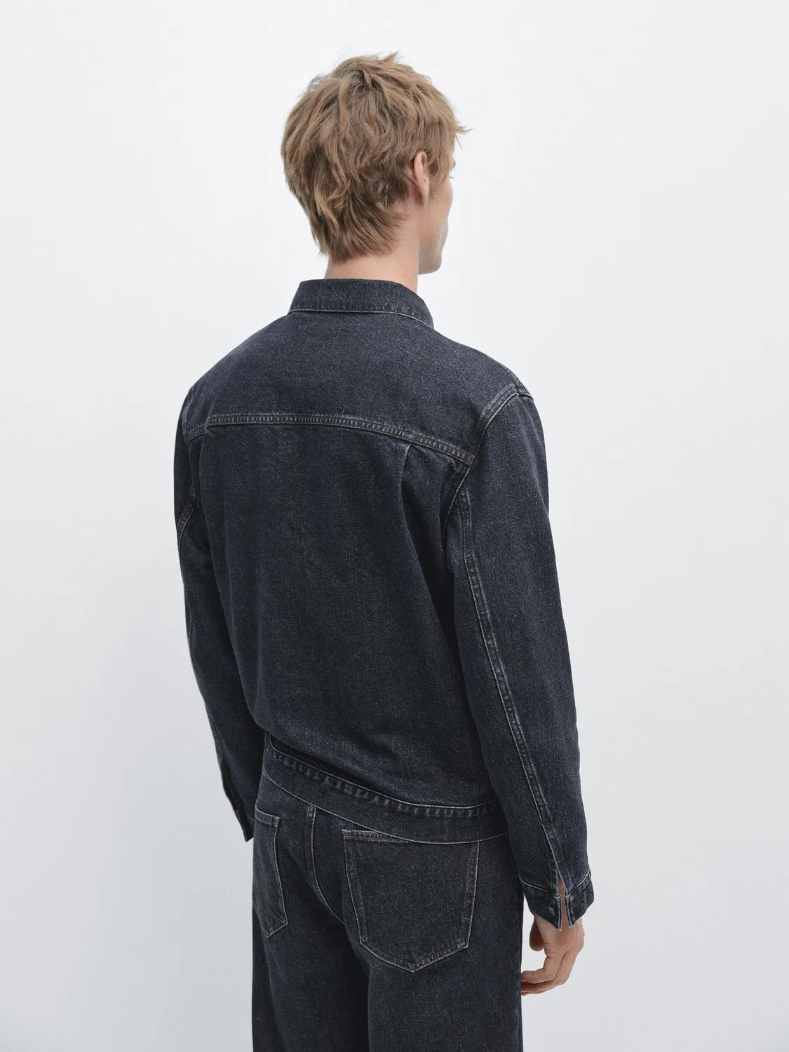 Джинсовая куртка дальнобойщика Massimo Dutti, темно-синий — фото 3